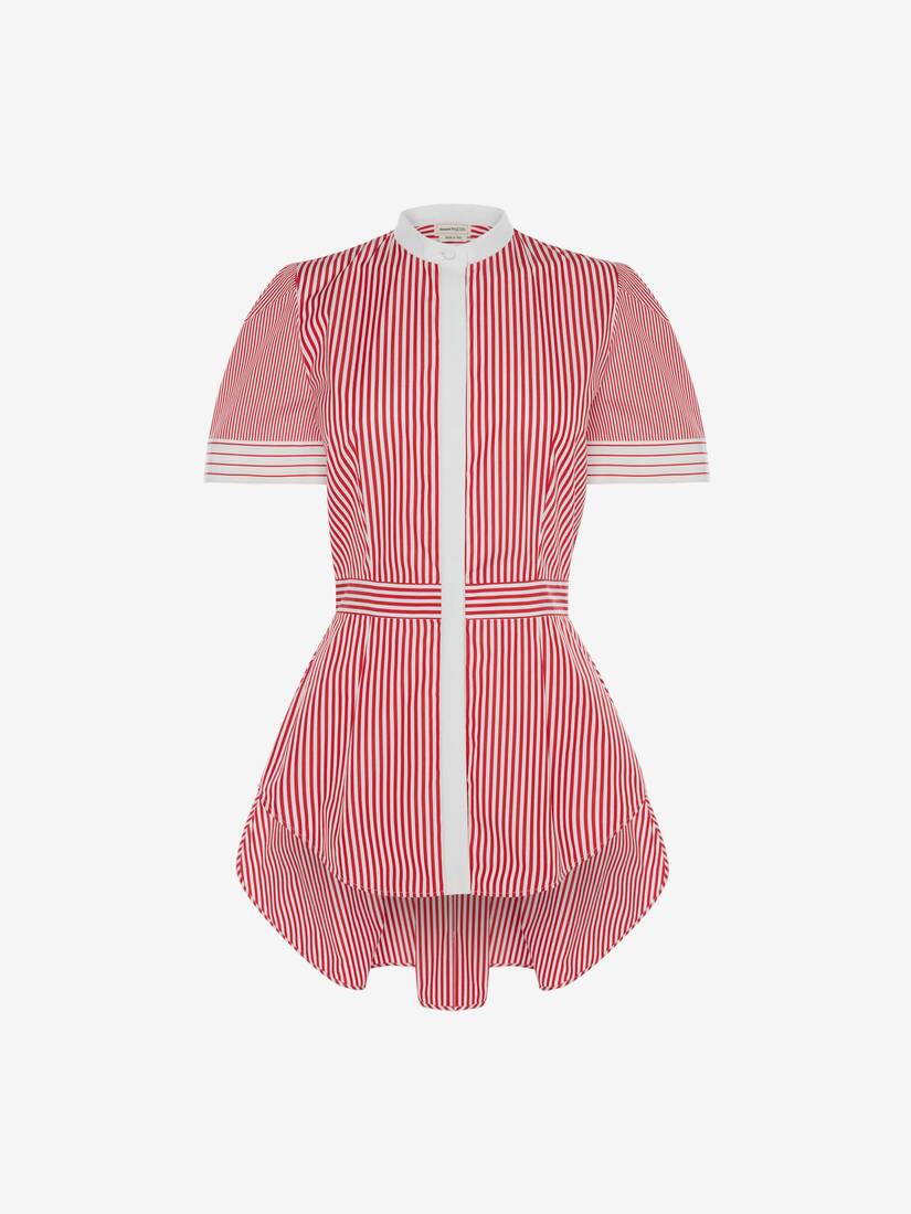 Camisas Alexander McQueen Stripe Kickback Mujer - Blancos/Rojos - Mexico 815-LQBKNH